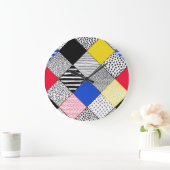 Patchwork achtergrond: vogels, stippen. grote klok (Huis)