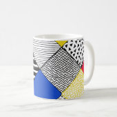 Patchwork achtergrond: vogels, stippen. koffiemok (Voorkant rechts)