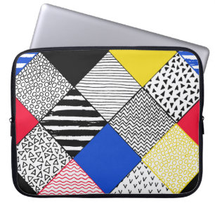 Patchwork achtergrond: vogels, stippen. laptop sleeve