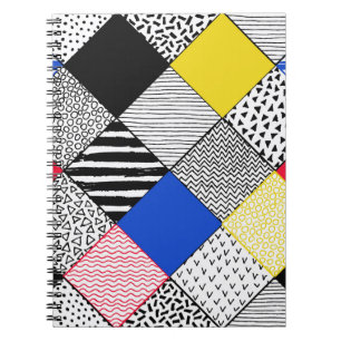 Patchwork achtergrond: vogels, stippen. notitieboek