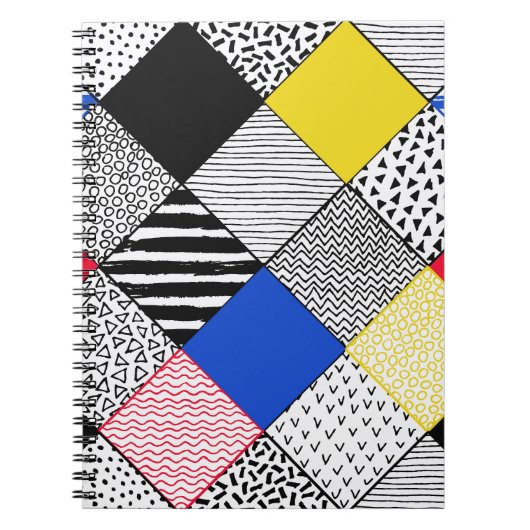 Patchwork achtergrond: vogels, stippen. notitieboek (Voorkant)