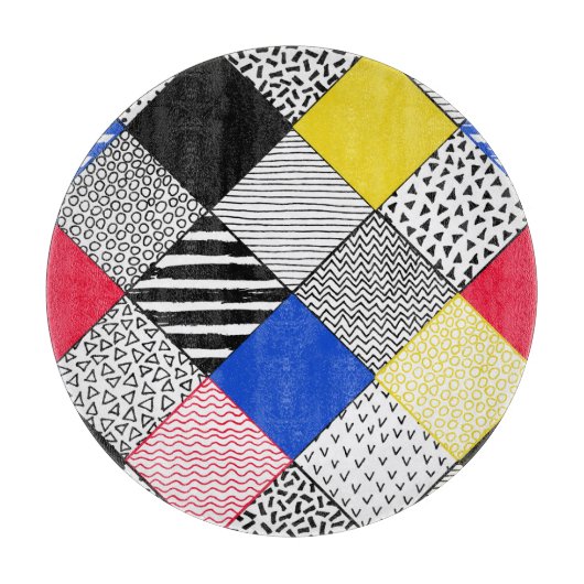 Patchwork achtergrond: vogels, stippen. snijplank (Voorkant)