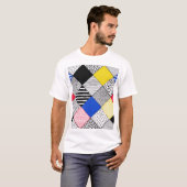 Patchwork achtergrond: vogels, stippen. t-shirt (Voorkant volledig)