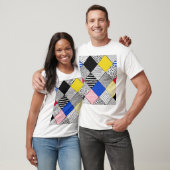 Patchwork achtergrond: vogels, stippen. t-shirt (Unisex)