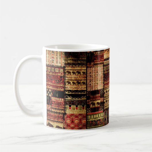 Patchwork africaans patroongrijsdrukachtergrond koffiemok (Links)