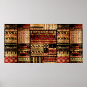 Patchwork africaans patroongrijsdrukachtergrond poster (Voorkant)