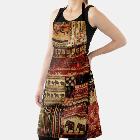 Patchwork africaans patroongrijsdrukachtergrond schort (Insitu)