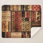Patchwork africaans patroongrijsdrukachtergrond sherpa deken (Voorkant (horizontaal))