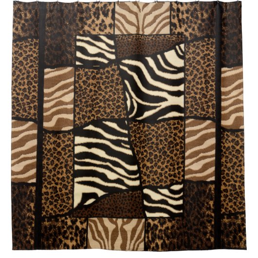 Patchwork African Animal Pattern Douchegordijn (Voorkant)