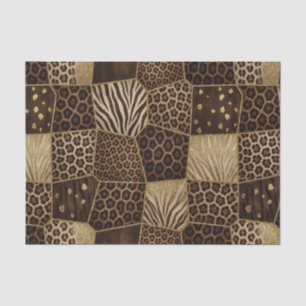 Patchwork Afrikaans Dierenprint Bruin & Goud Tissuepapier