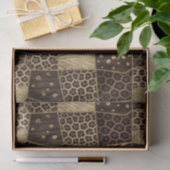 Patchwork Afrikaans Dierenprint | Bruin & Goud Tissuepapier (Geschenk)
