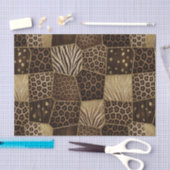 Patchwork Afrikaans Dierenprint | Bruin & Goud Tissuepapier (Craft)