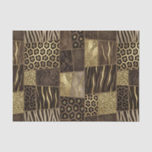 Patchwork Afrikaans Dierenprint Bruin & Goud Tissuepapier