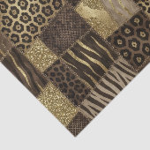 Patchwork Afrikaans Dierenprint | Bruin & Goud Tissuepapier (Detail)