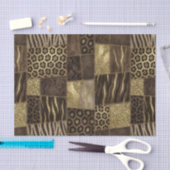 Patchwork Afrikaans Dierenprint | Bruin & Goud Tissuepapier (Craft)
