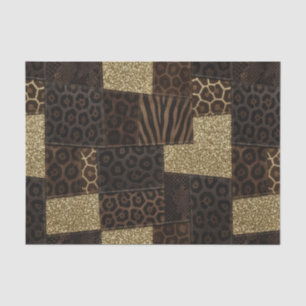 Patchwork Afrikaans Dierenprint Bruin & Goud Tissuepapier