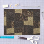 Patchwork Afrikaans Dierenprint | Bruin & Goud Tissuepapier (Craft)
