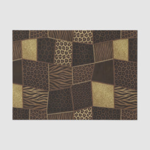Patchwork Afrikaans Dierenprint Bruin & Goud Tissuepapier
