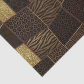 Patchwork Afrikaans Dierenprint | Bruin & Goud Tissuepapier (Detail)