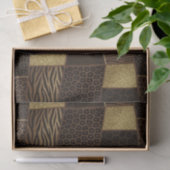 Patchwork Afrikaans Dierenprint | Bruin & Goud Tissuepapier (Geschenk)