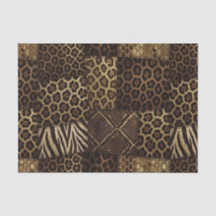 Patchwork Afrikaans Dierenprint Bruin & Goud Tissuepapier