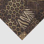 Patchwork Afrikaans Dierenprint | Bruin & Goud Tissuepapier (Detail)
