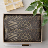 Patchwork Afrikaans Dierenprint | Bruin & Goud Tissuepapier (Geschenk)