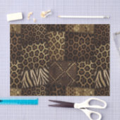 Patchwork Afrikaans Dierenprint | Bruin & Goud Tissuepapier (Craft)