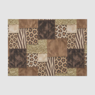 Patchwork Afrikaans Dierenprint Bruin & Goud Tissuepapier