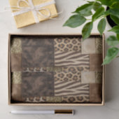 Patchwork Afrikaans Dierenprint | Bruin & Goud Tissuepapier (Geschenk)