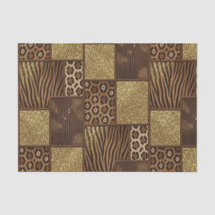 Patchwork Afrikaans Dierenprint Bruin & Goud Tissuepapier