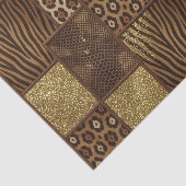Patchwork Afrikaans Dierenprint | Bruin & Goud Tissuepapier (Detail)