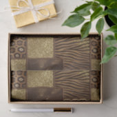 Patchwork Afrikaans Dierenprint | Bruin & Goud Tissuepapier (Geschenk)