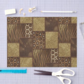Patchwork Afrikaans Dierenprint | Bruin & Goud Tissuepapier (Craft)