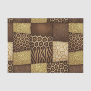 Patchwork Afrikaans Dierenprint Bruin & Goud Tissuepapier