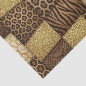 Patchwork Afrikaans Dierenprint | Bruin & Goud Tissuepapier (Detail)