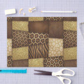 Patchwork Afrikaans Dierenprint | Bruin & Goud Tissuepapier (Craft)