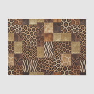 Patchwork Afrikaans Dierenprint Bruin & Goud Tissuepapier