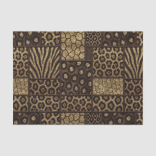 Patchwork Afrikaans Dierenprint Bruin & Goud Tissuepapier