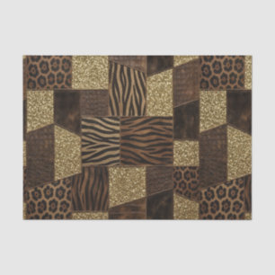 Patchwork Afrikaans Dierenprint Bruin & Goud Tissuepapier