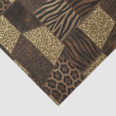 Patchwork Afrikaans Dierenprint | Bruin & Goud Tissuepapier (Detail)