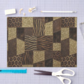Patchwork Afrikaans Dierenprint | Bruin & Goud Tissuepapier (Craft)