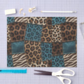Patchwork Afrikaans Dierenprint | Bruin & Teal Tissuepapier (Craft)