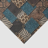 Patchwork Afrikaans Dierenprint | Bruin & Turquois Tissuepapier (Detail)