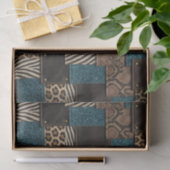 Patchwork Afrikaans Dierenprint | Bruin & Turquois Tissuepapier (Geschenk)
