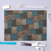 Patchwork Afrikaans Dierenprint | Bruin & Turquois Tissuepapier (Craft)