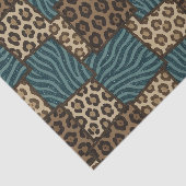 Patchwork Afrikaans Dierenprint | Bruin & Turquois Tissuepapier (Detail)
