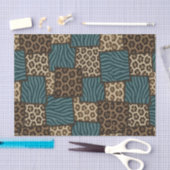 Patchwork Afrikaans Dierenprint | Bruin & Turquois Tissuepapier (Craft)