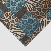 Patchwork Afrikaans Dierenprint | Bruin & Turquois Tissuepapier (Detail)