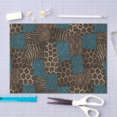 Patchwork Afrikaans Dierenprint | Bruin & Turquois Tissuepapier (Craft)